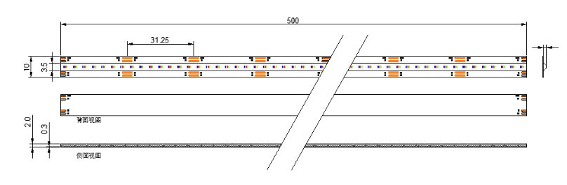 CS-224RGB LED Strip Dimensional Diagram