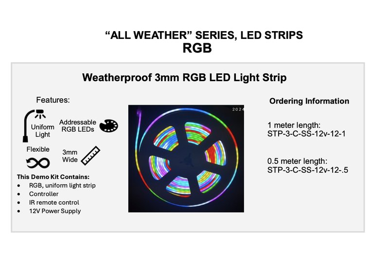 Weatherproof RGB LED strip spec sheet